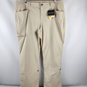 Eddie Bauer Pants Womens 18 Travex Trek Athletic Hiking Beige Roll Up Tabs NWT